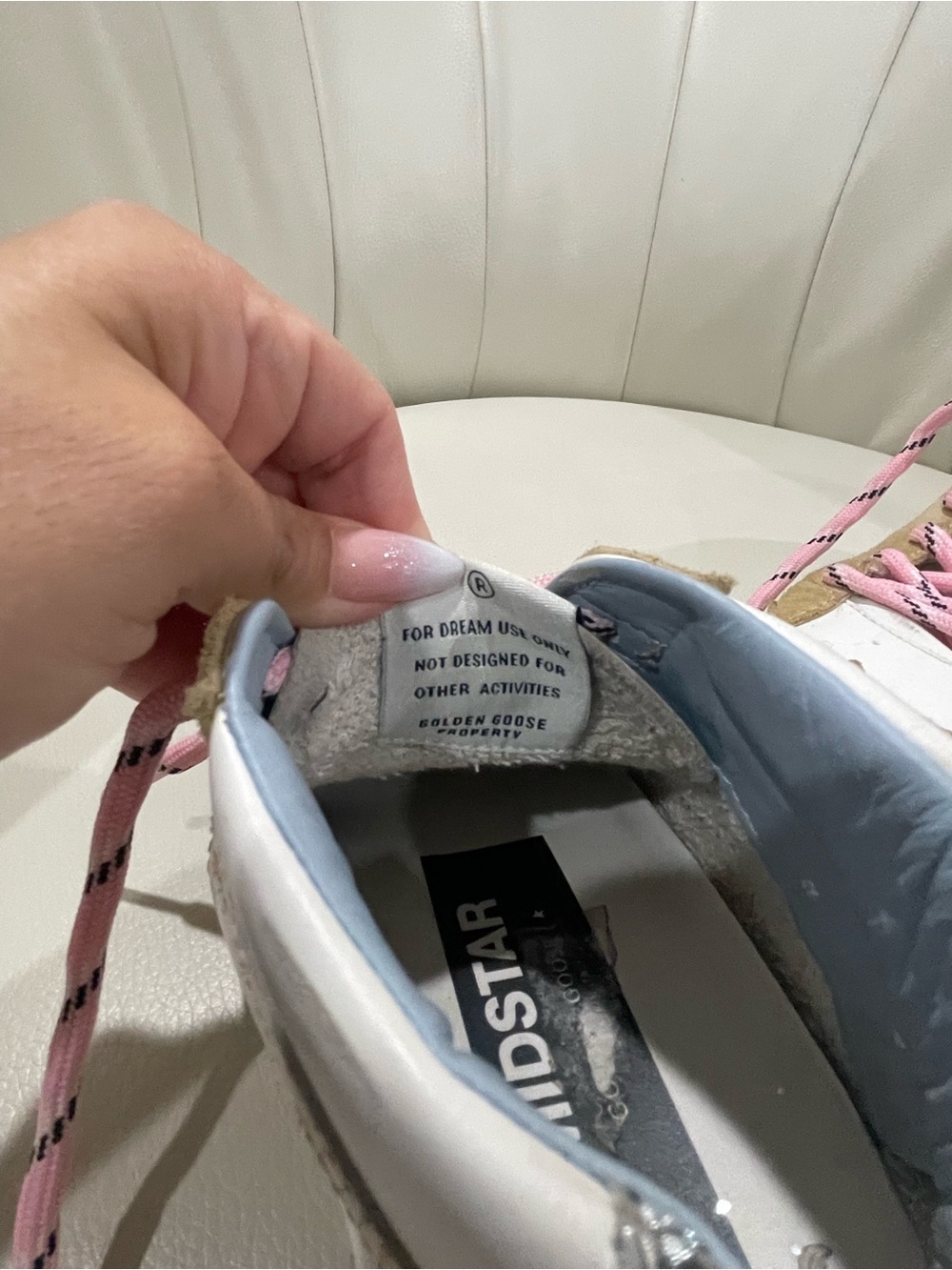 Golden Goose White High-Top Sneakers with Pink Laces - Picture 6 of 9